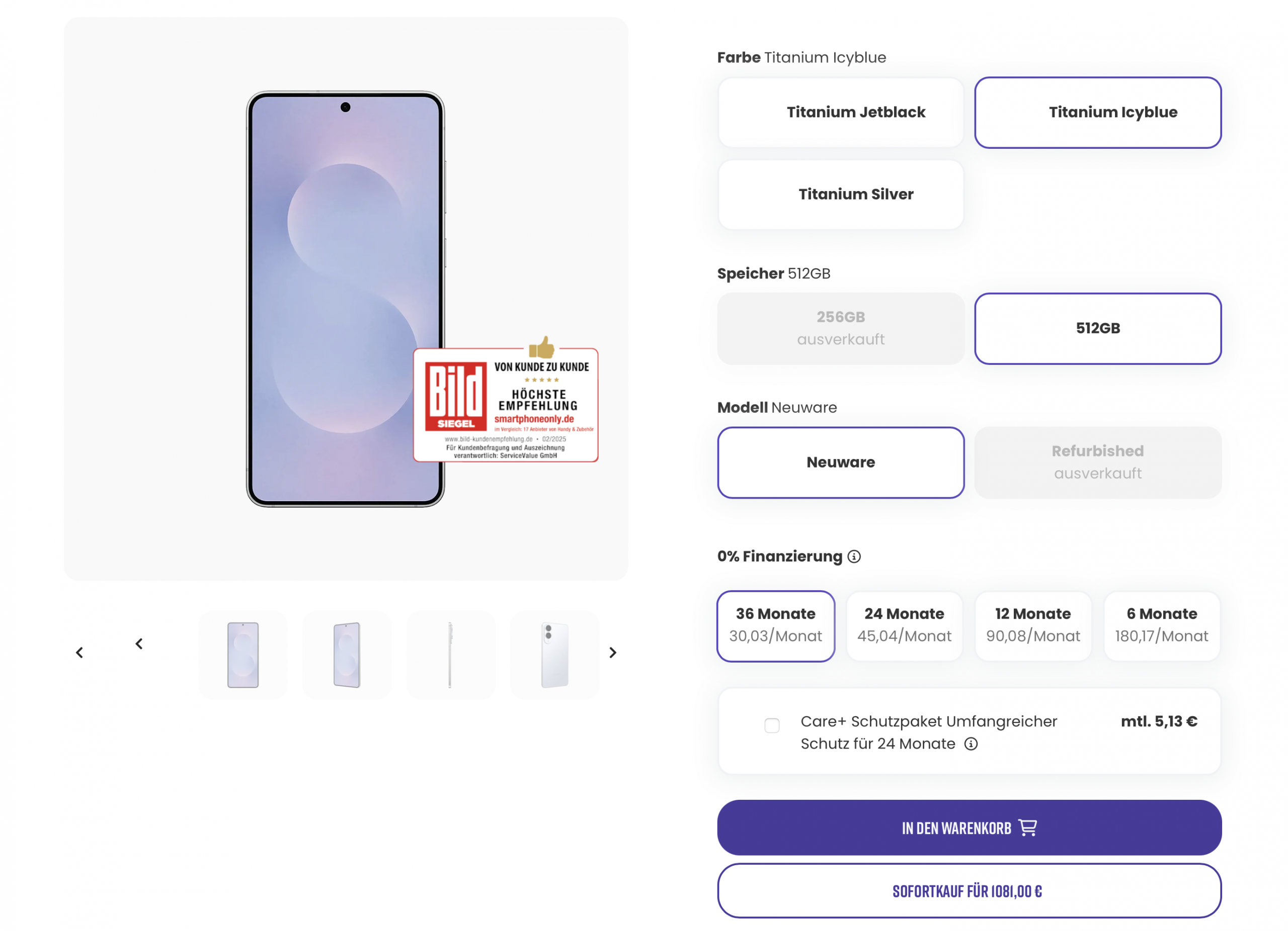 Samsung Galaxy S25 Edge Ratenkauf Finanzierung