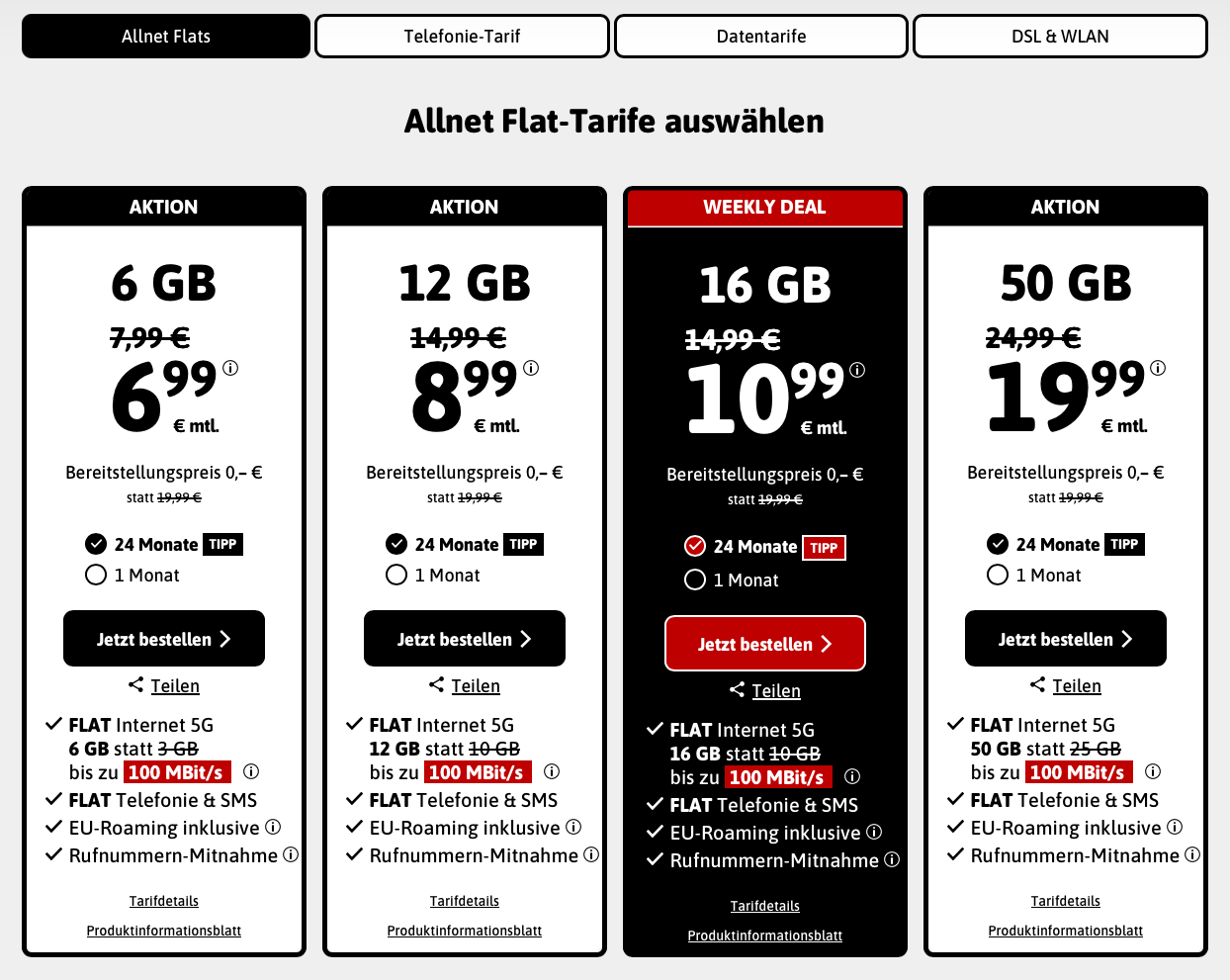 BlackSIM Handytarife