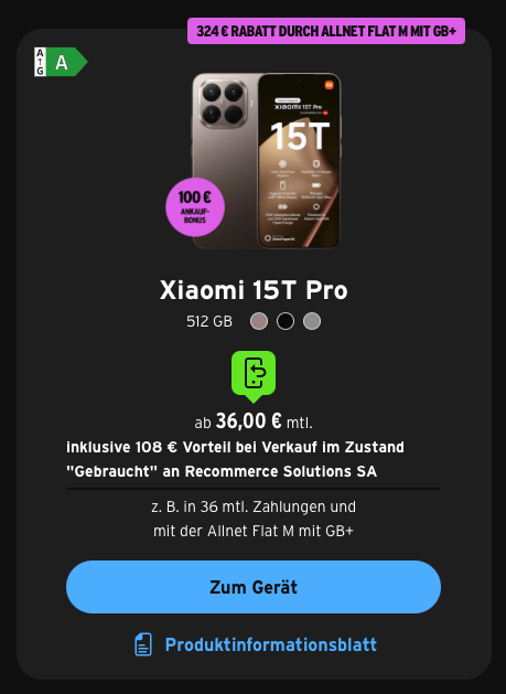 Congstar Tarif mit Xiaomi 15 T Pro